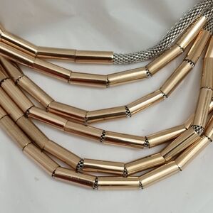 Mika 22" Six Strand Sliver Mesh Necklace with Gold Gliders